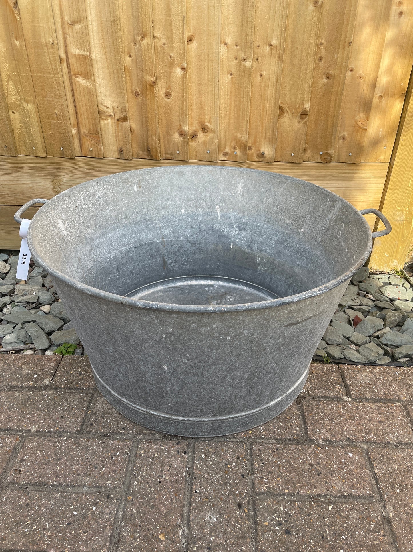 French Round 61cm galvanised tub garden planter.