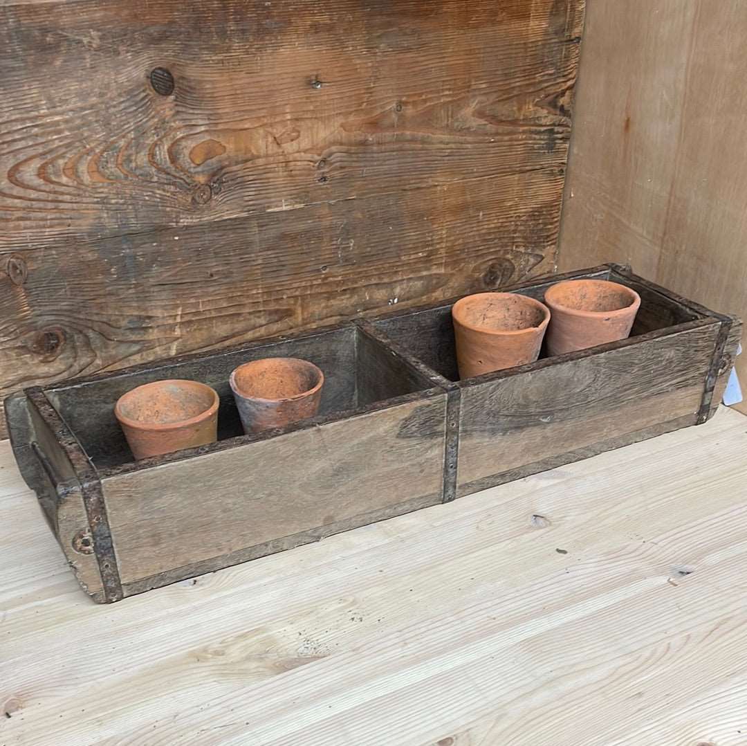 Indian rustic wooden double brick mould plant container wooden box.