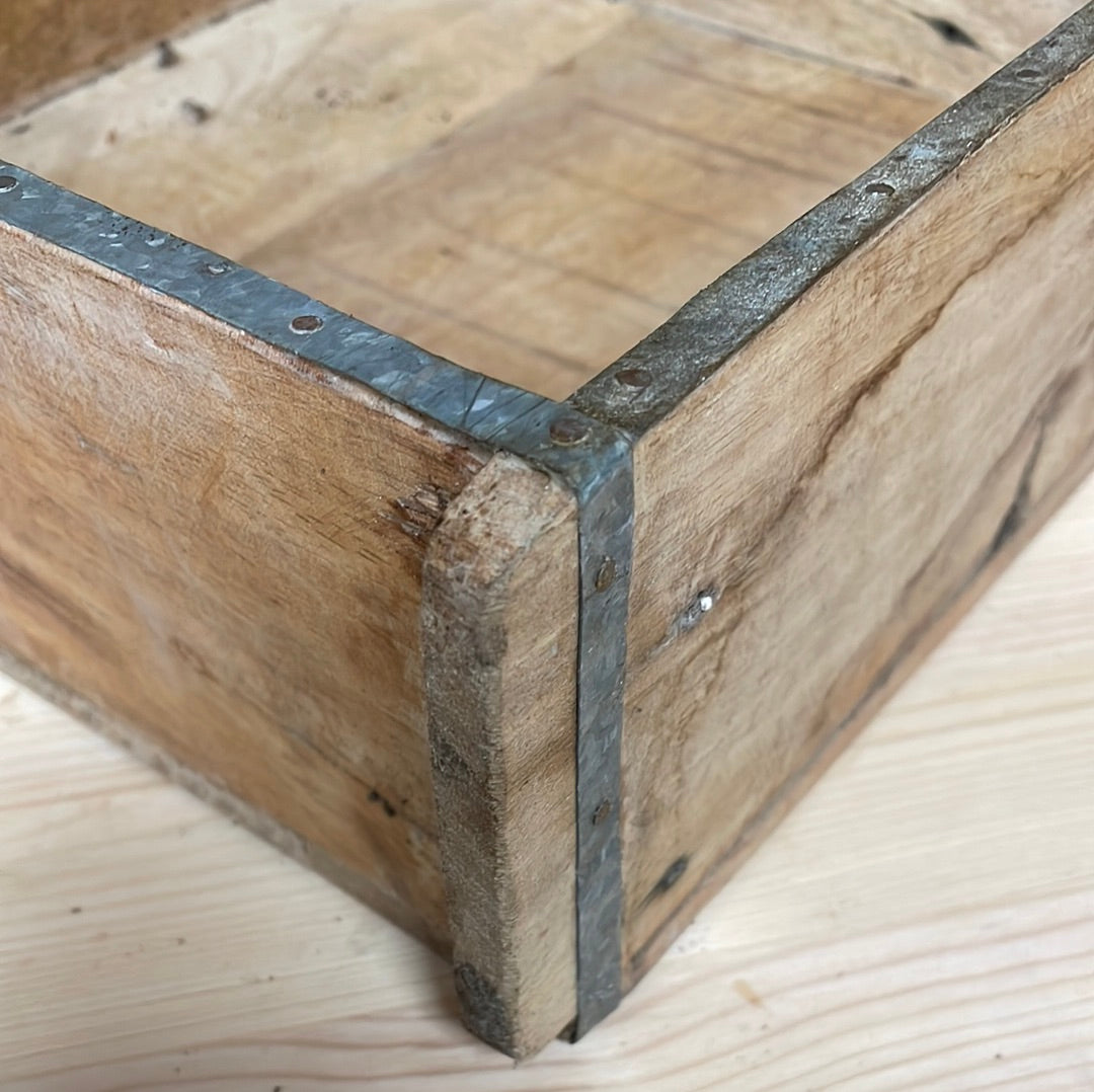 Square Indian rustic wooden brick mould plant container wooden box.