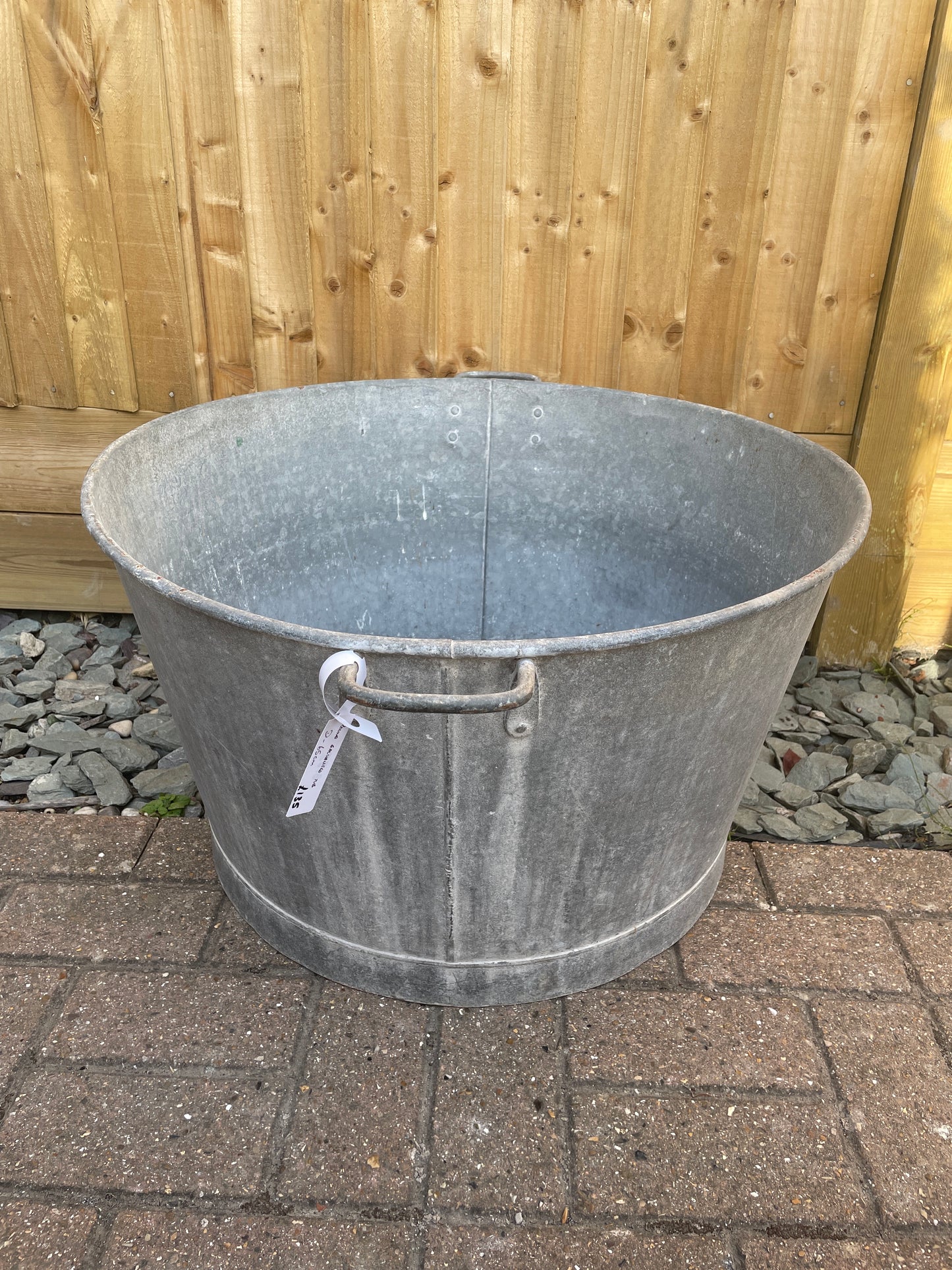 French round galvanised tub garden planter 67cm.