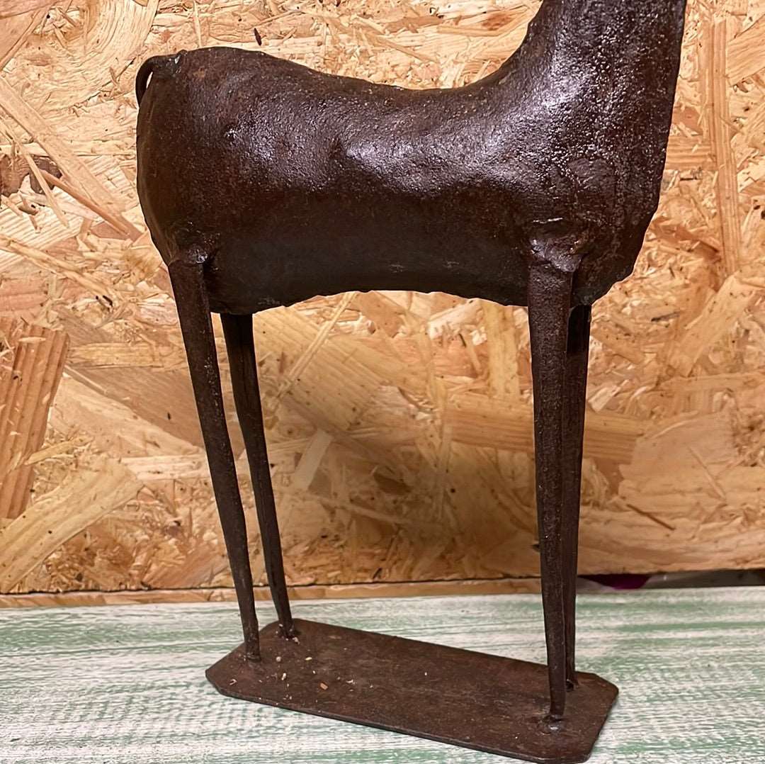 Indian rustic vintage reclaimed metal deer elk sculpture ornament.