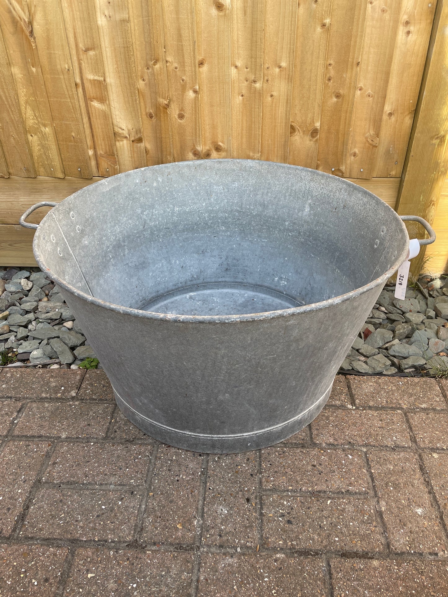 French round galvanised tub garden planter 67cm.