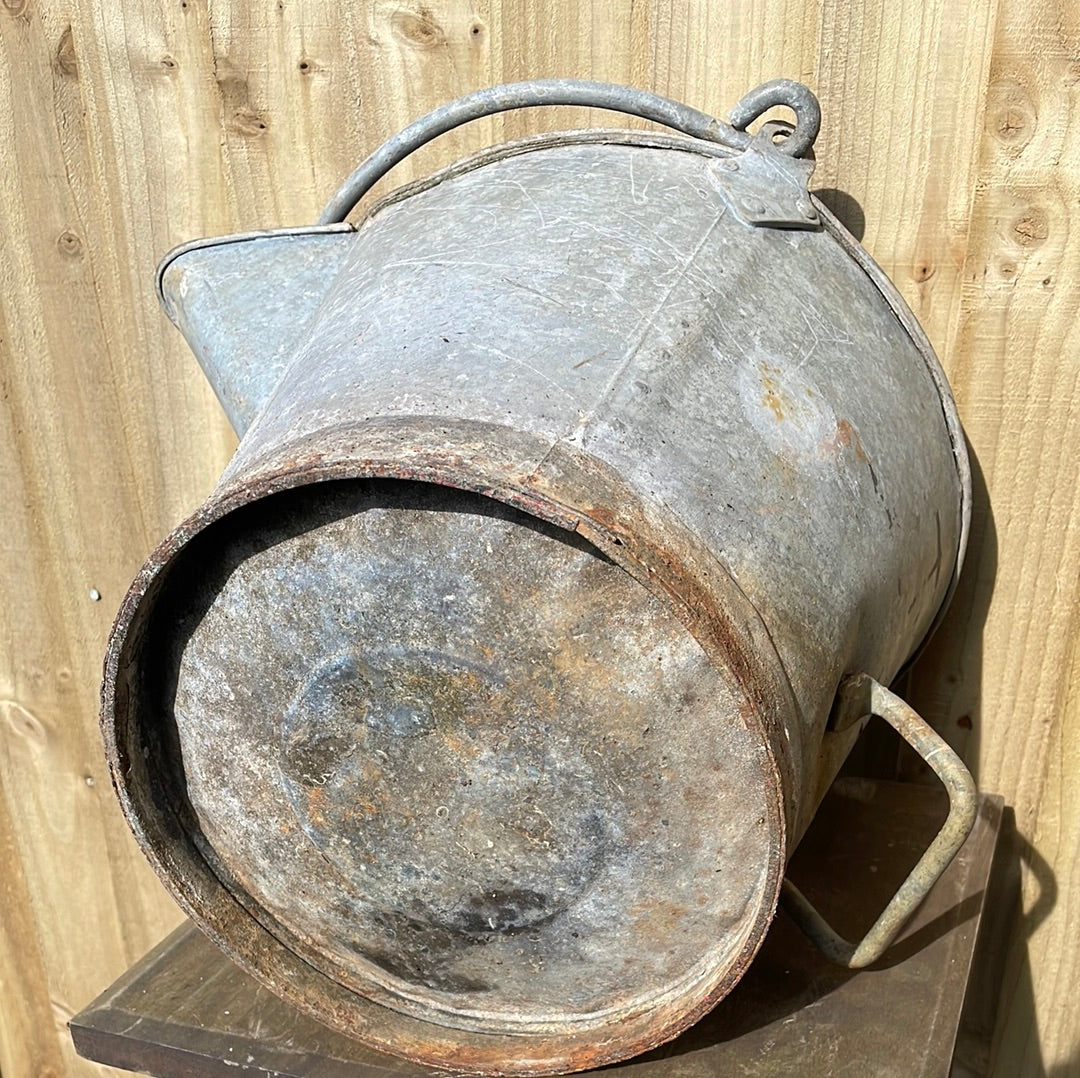 Vintage Galvanised Bucket with Pourer and Handles.