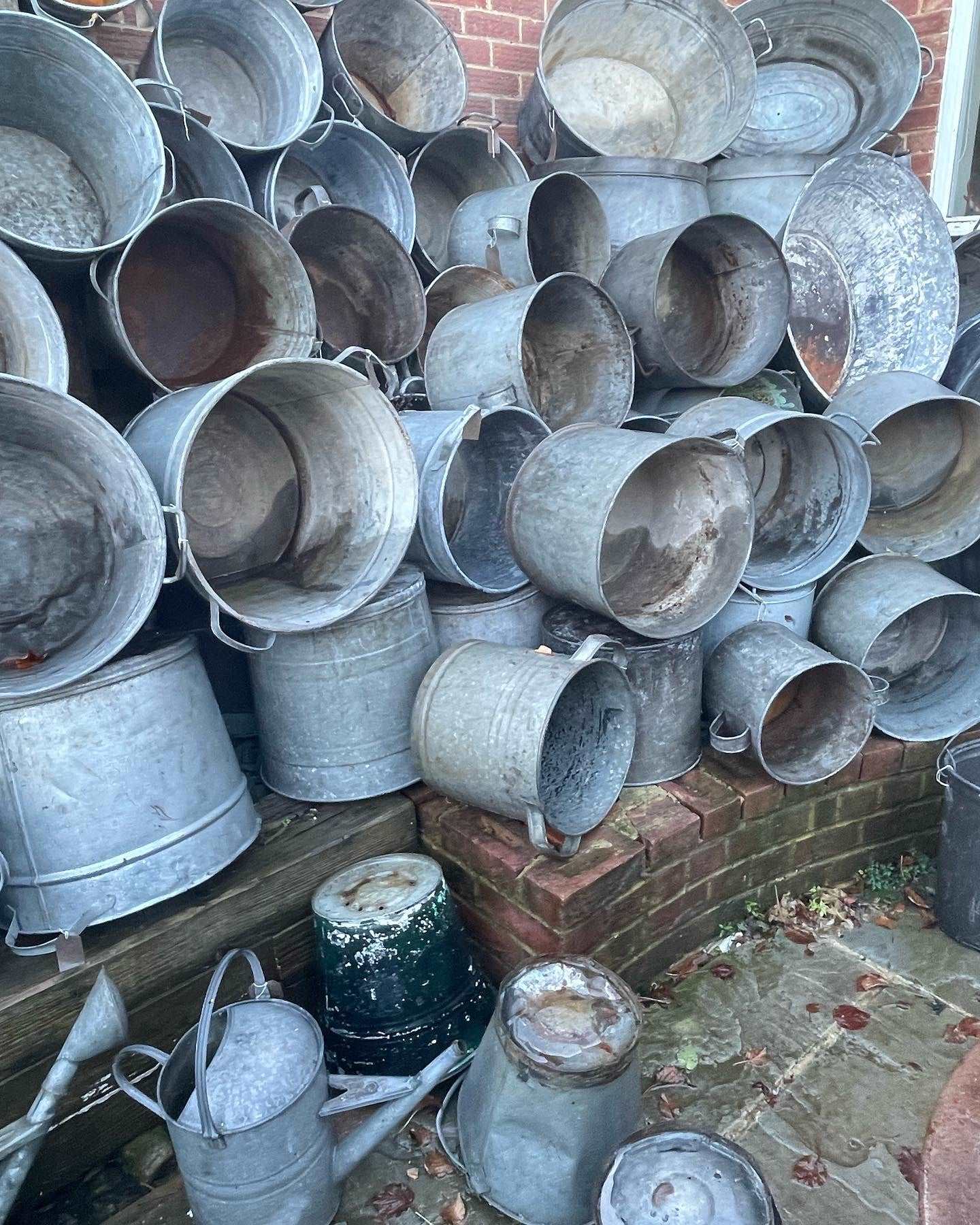 Selection of galvanised two handled tub planters in various sizes at Country Craft Cabin.