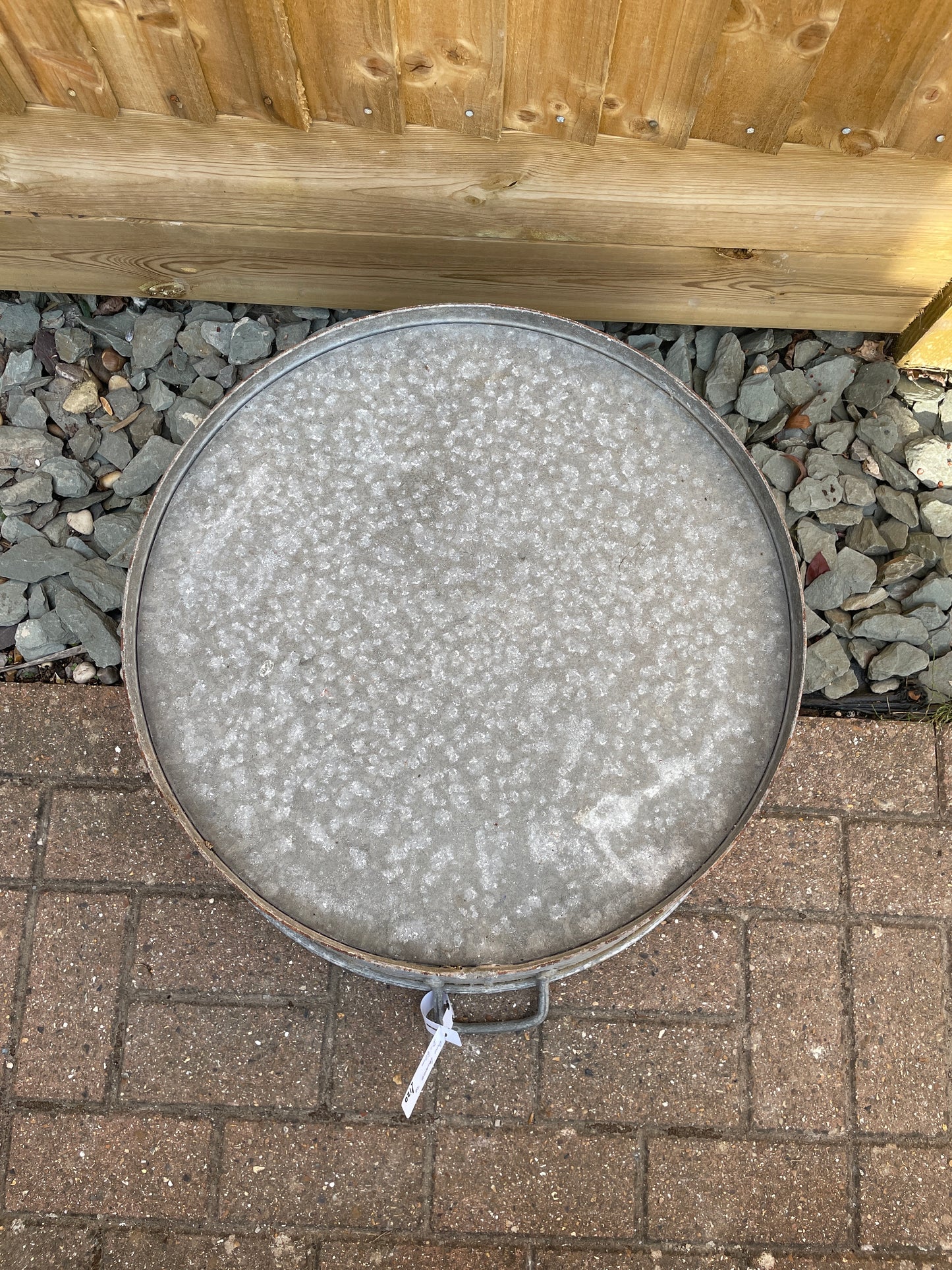 French Round 61cm galvanised tub garden planter.