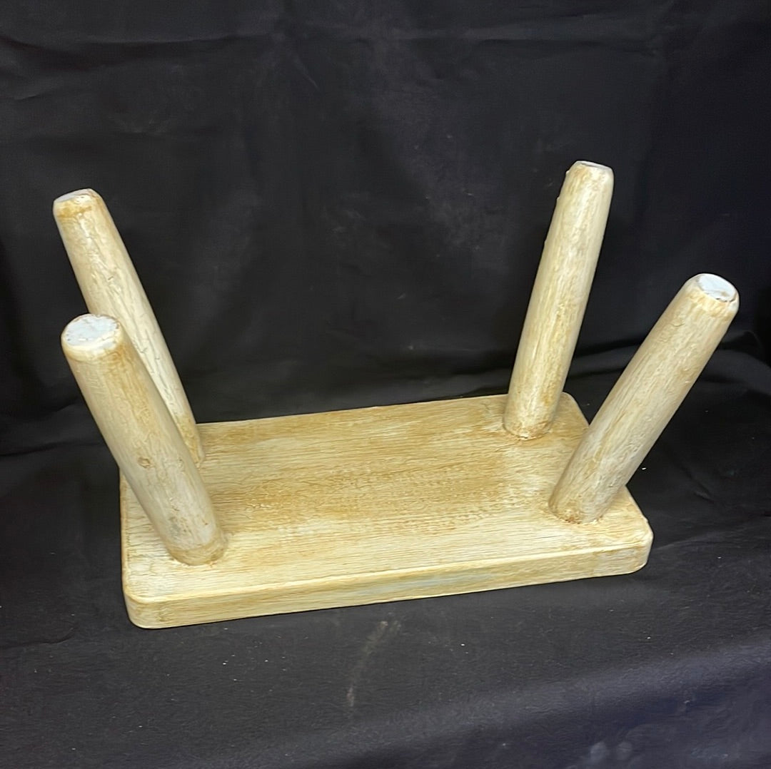 Solid wood painted 4 legged stool small low table pot stand.