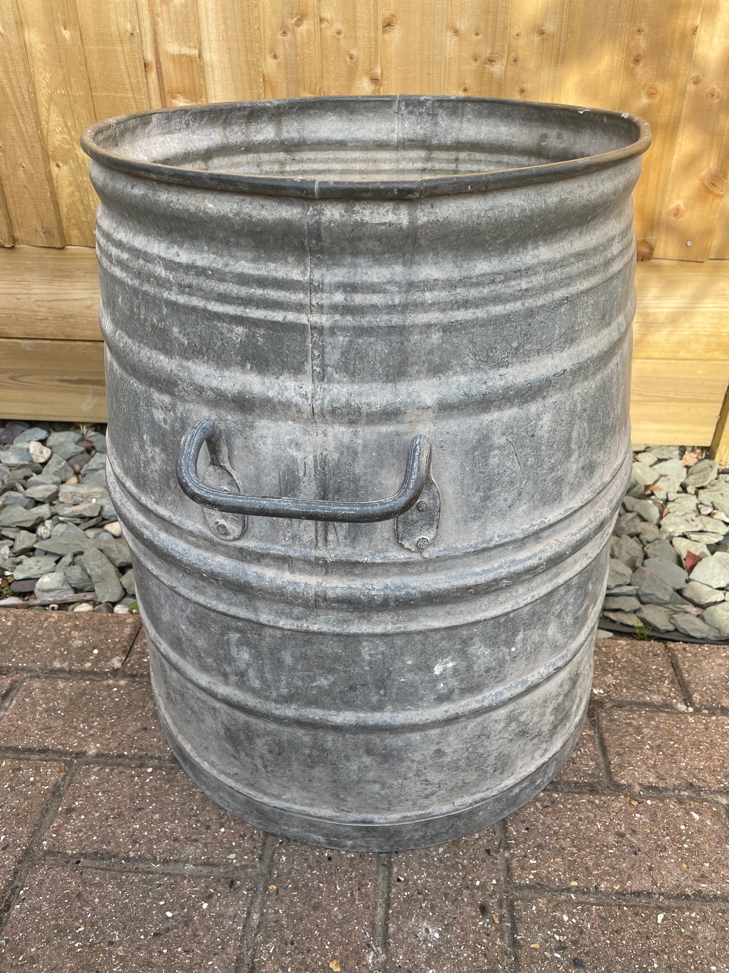 Dolly tub French or Belgian design galvanised planter.