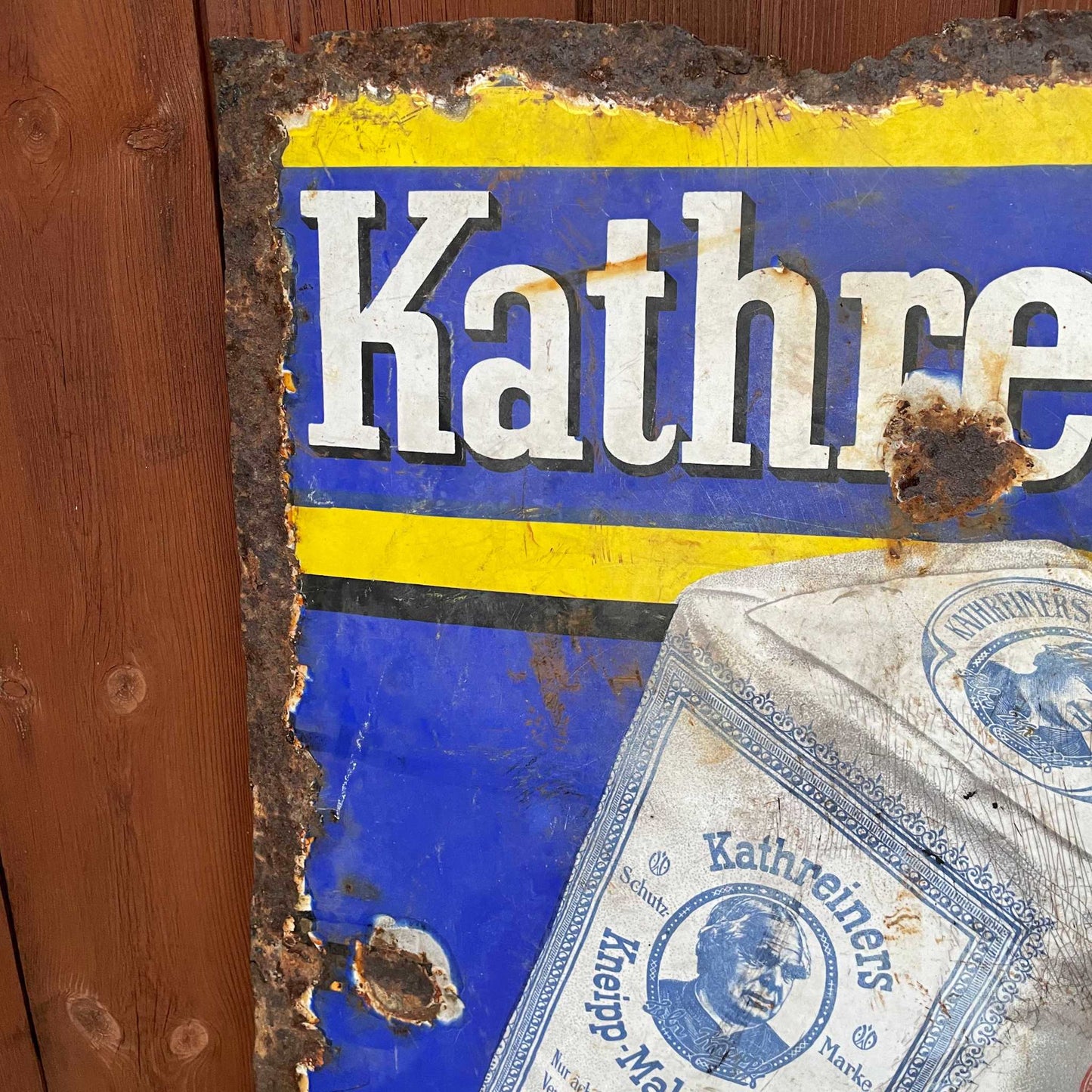 Antique enamelled advertising sign, Kathreiners Malz Kaffee.