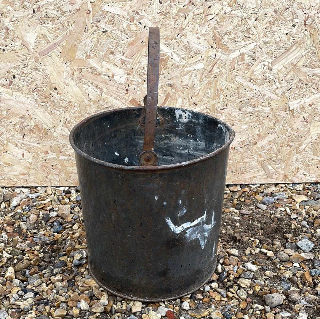 Large galvanised rustic vintage paint kettle.