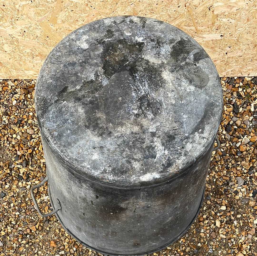 Large galvanised tapered two handled tub planter.