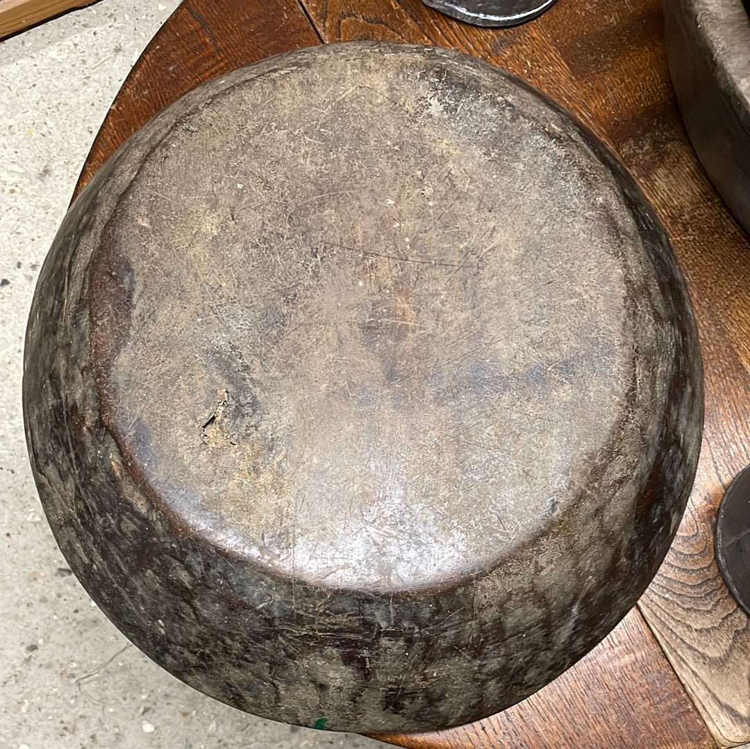 Carved round Asian hardwood parat bowl large.