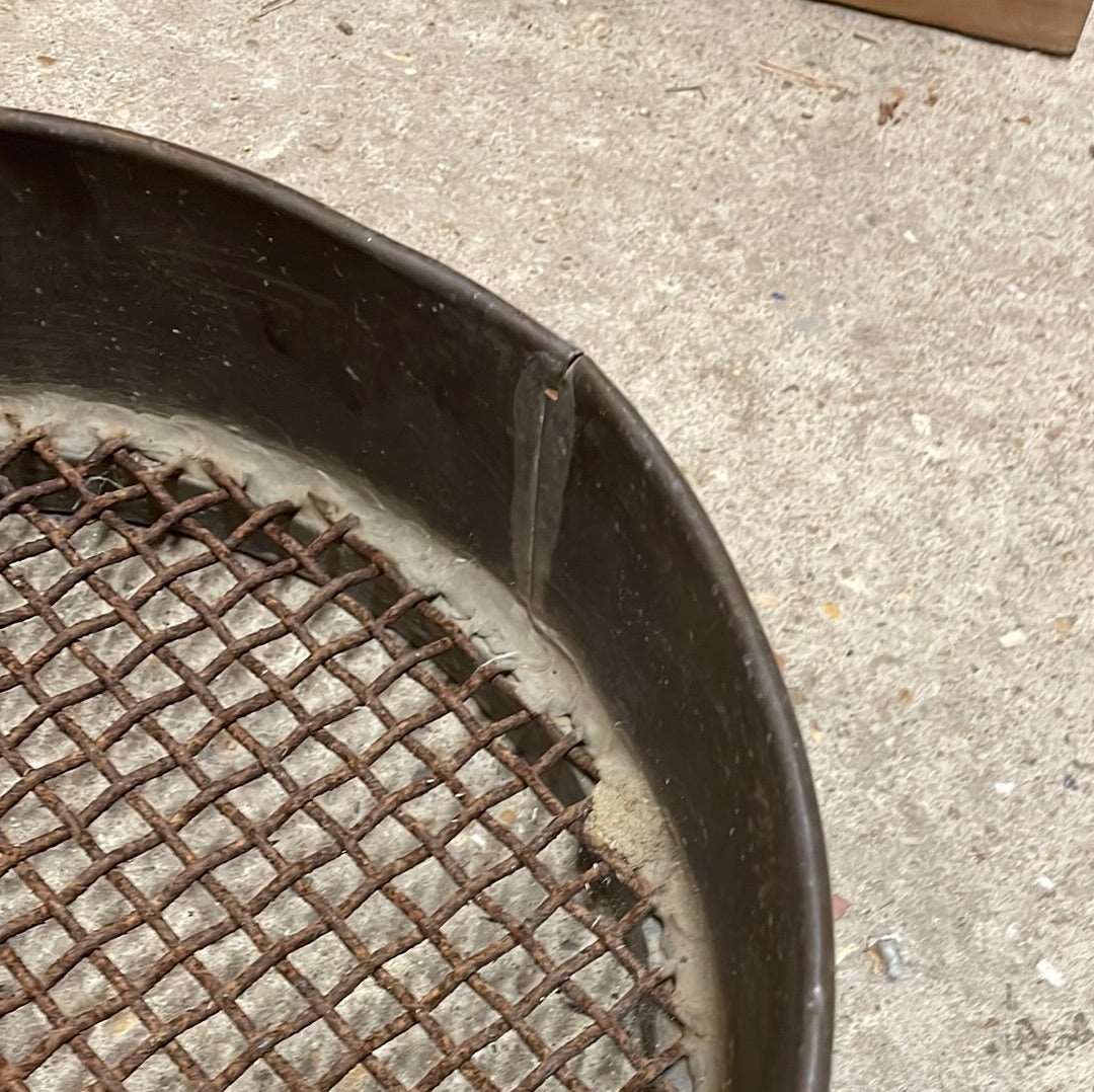 Heavy sided vintage metal garden sieve.