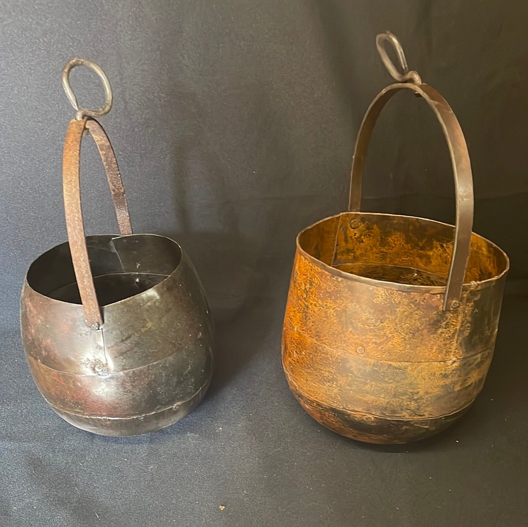 Indian metal hanging pot planter.