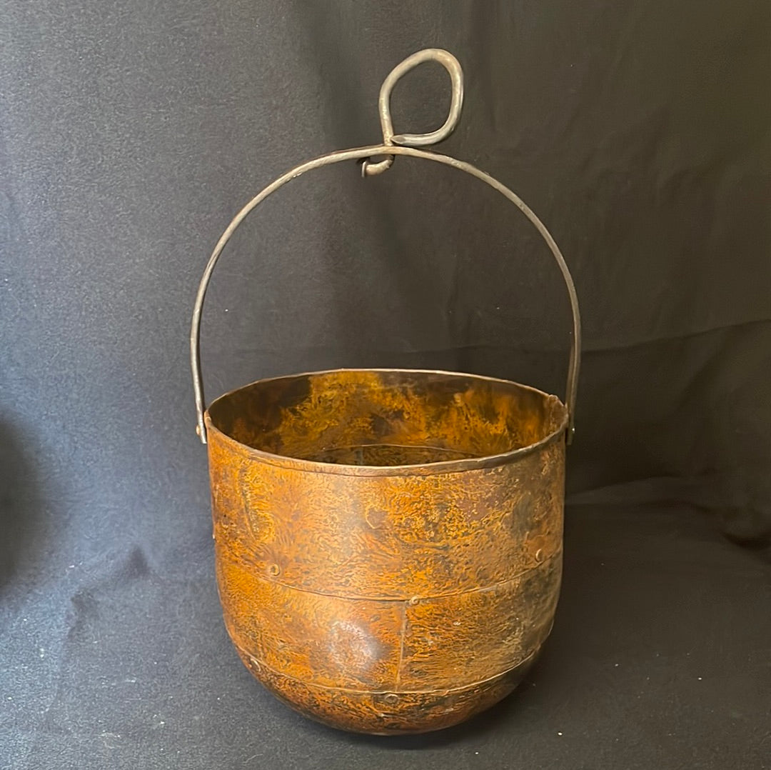 Indian metal hanging pot planter.