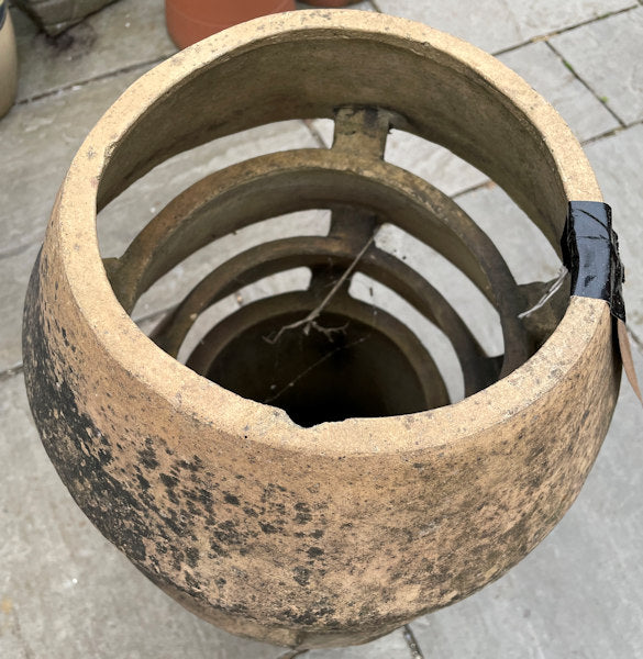 Doulton no 48 buff louvred chimney pot.