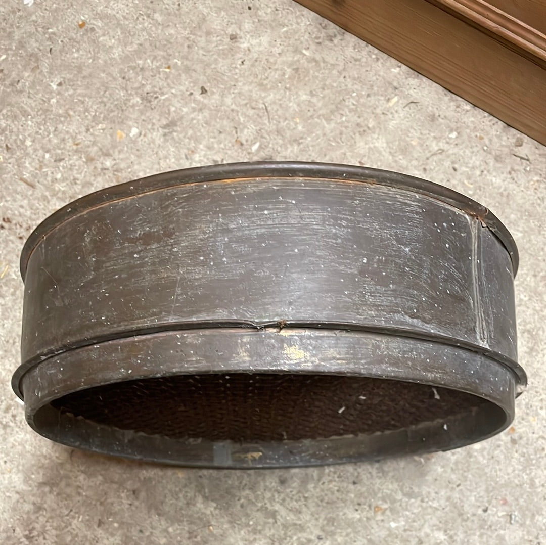 Heavy sided vintage metal garden sieve.