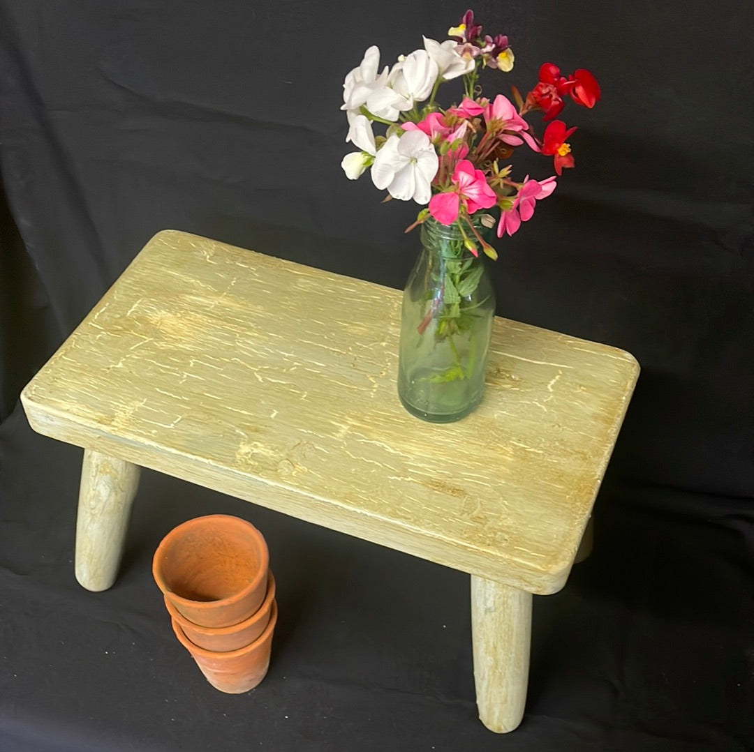 Solid wood painted 4 legged stool small low table pot stand.