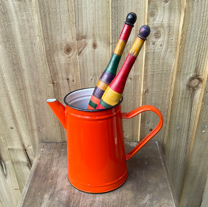 Enamel 2 litre coffee pot No lid, orange.