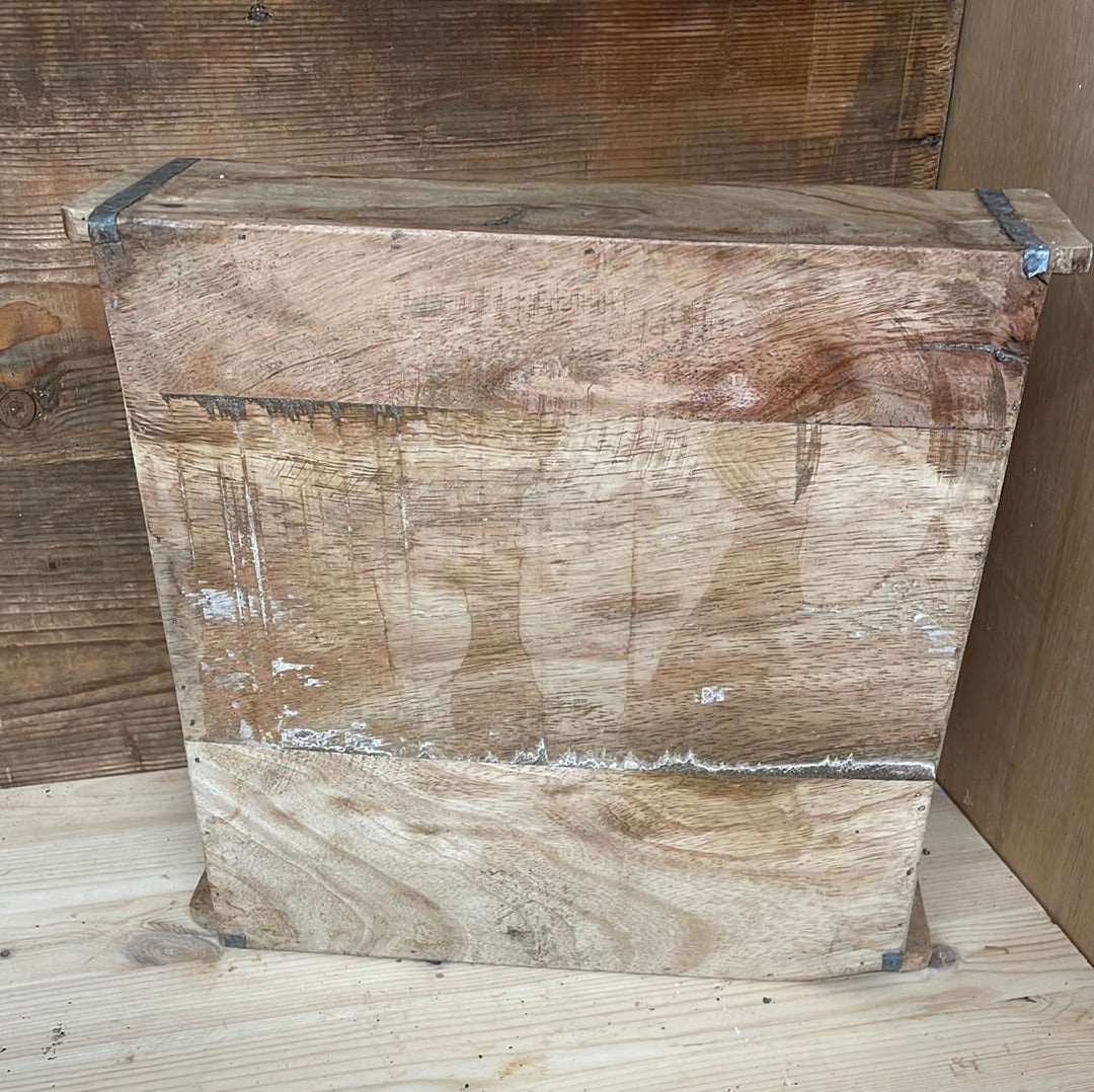Square Indian rustic wooden brick mould plant container wooden box.