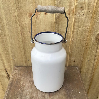White enamelled 2 litre churn.