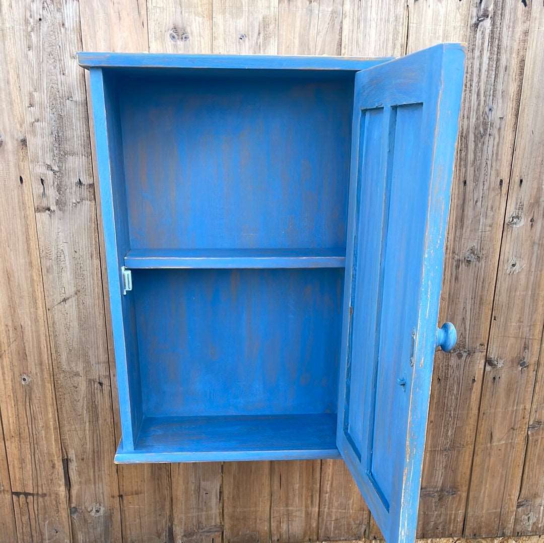Handcrafted painted wooden cupboard wall cabinet.