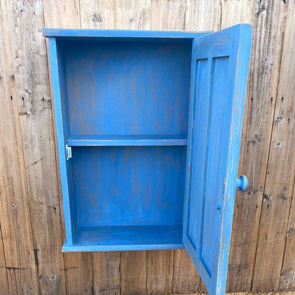 Handcrafted painted wooden cupboard wall cabinet.