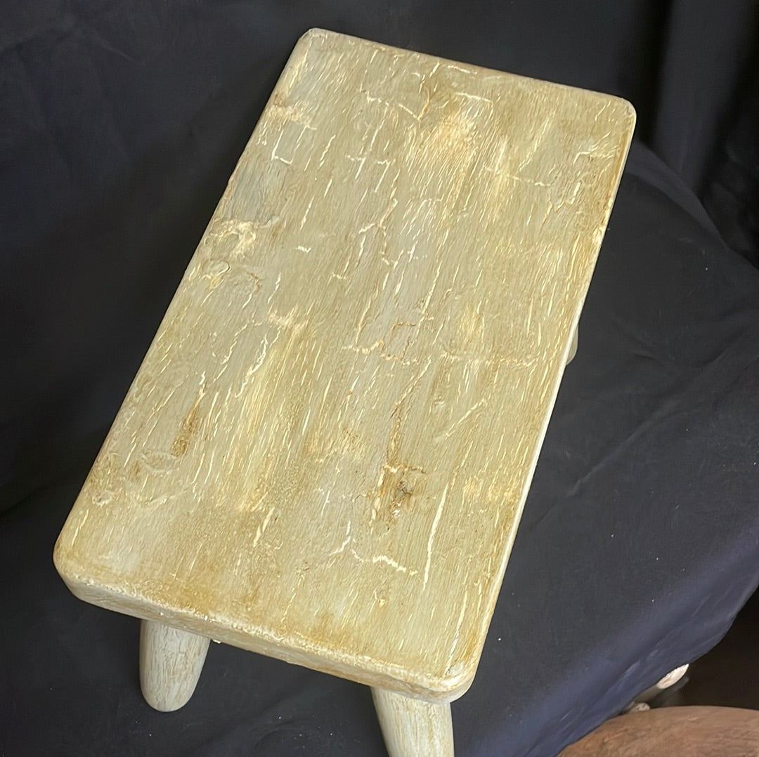Solid wood painted 4 legged stool small low table pot stand.