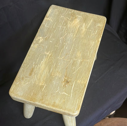 Solid wood painted 4 legged stool small low table pot stand.