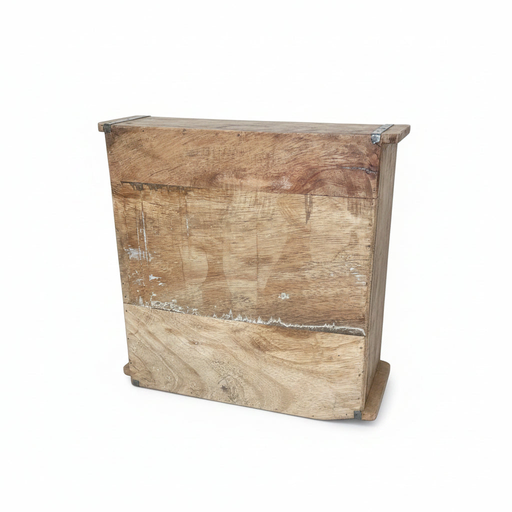 Square Indian rustic wooden brick mould plant container wooden box.