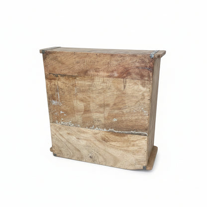 Square Indian rustic wooden brick mould plant container wooden box.