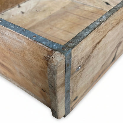 Square Indian rustic wooden brick mould plant container wooden box.