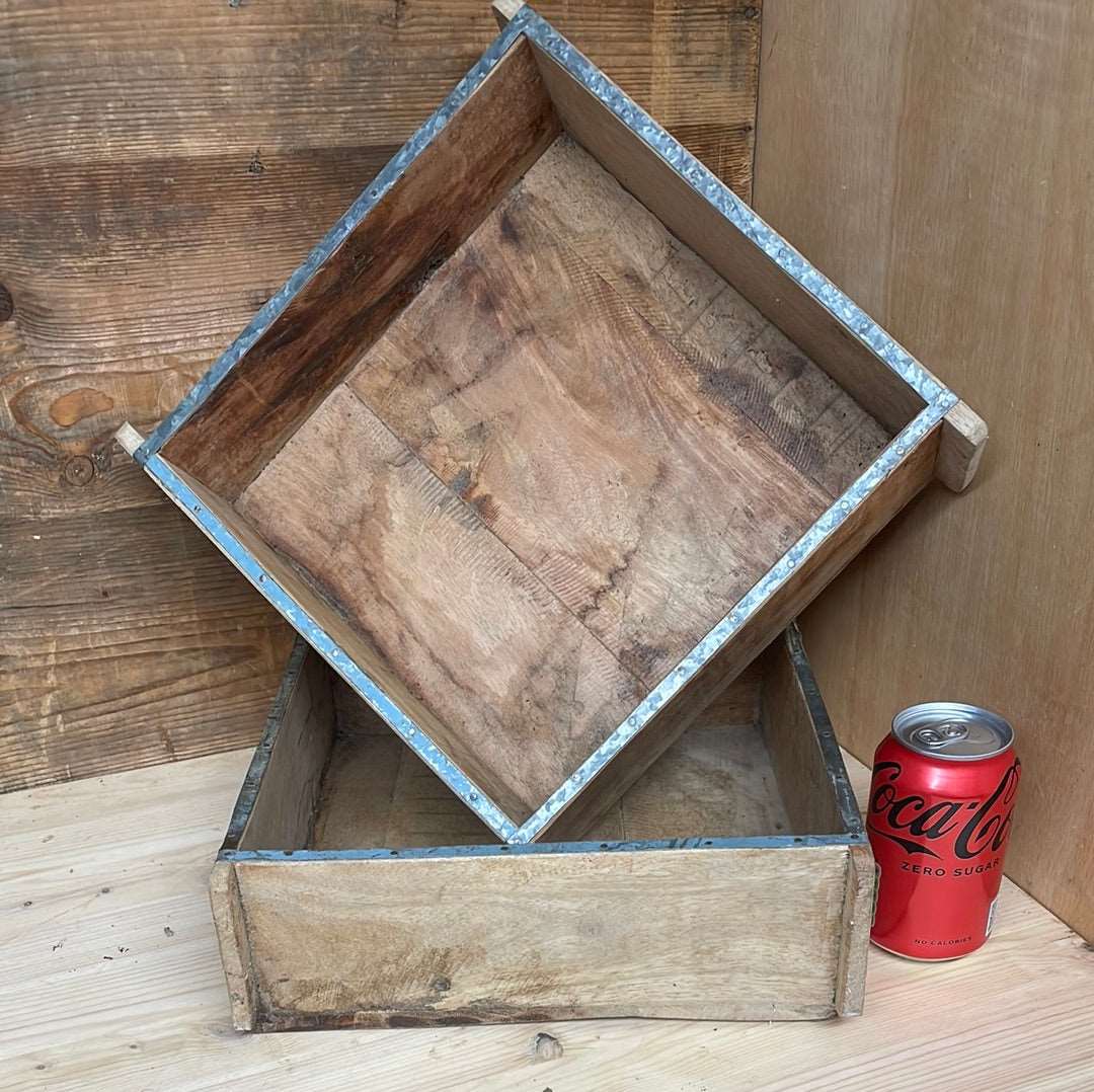 Square Indian rustic wooden brick mould plant container wooden box.