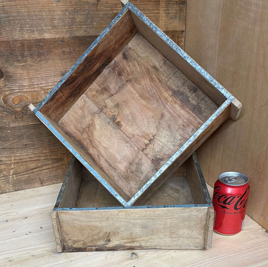 Square Indian rustic wooden brick mould plant container wooden box.