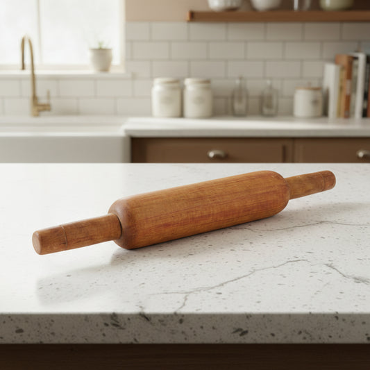 Wooden Indian rolling pin an a country kitchen