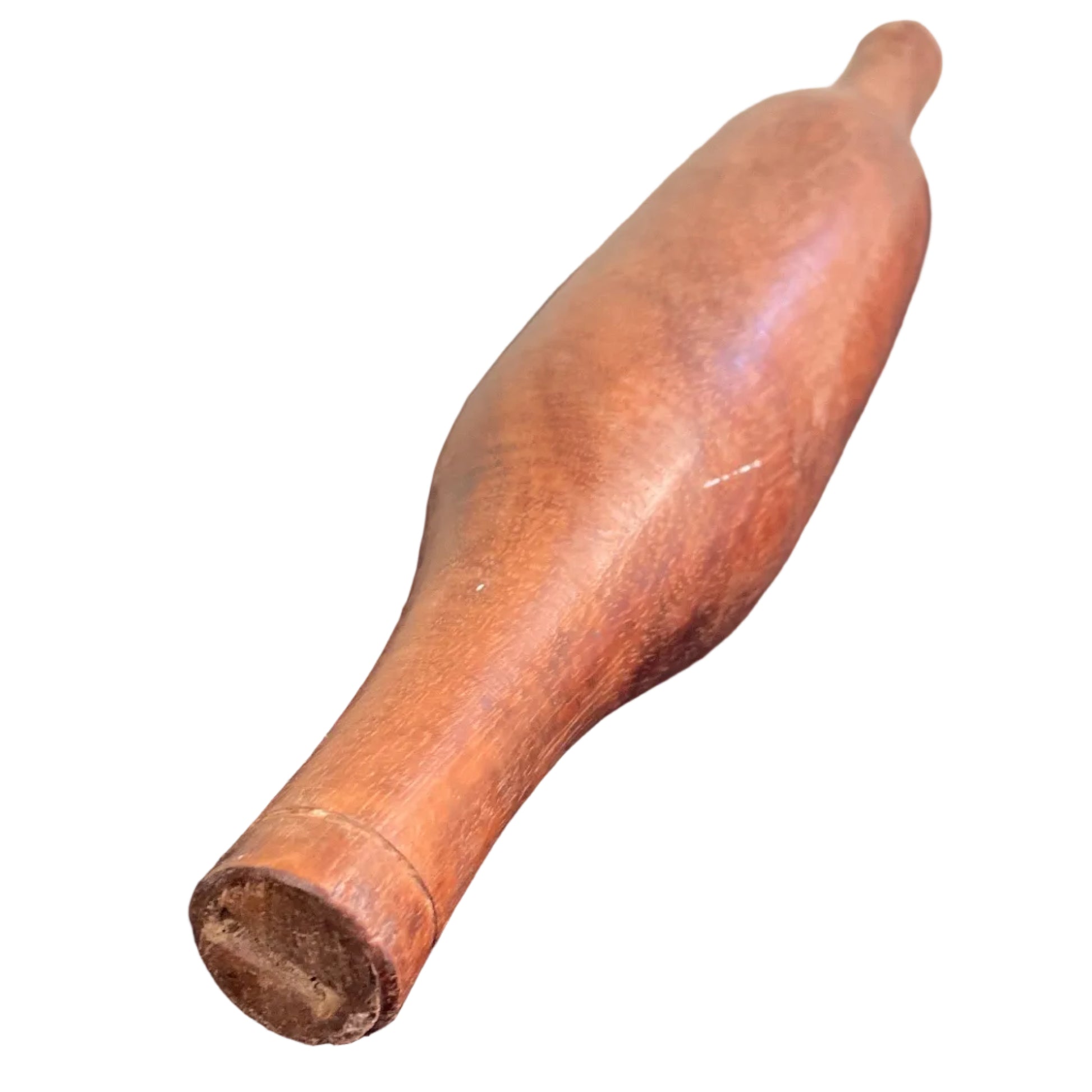 Indian wooden rolling pin on a white background.