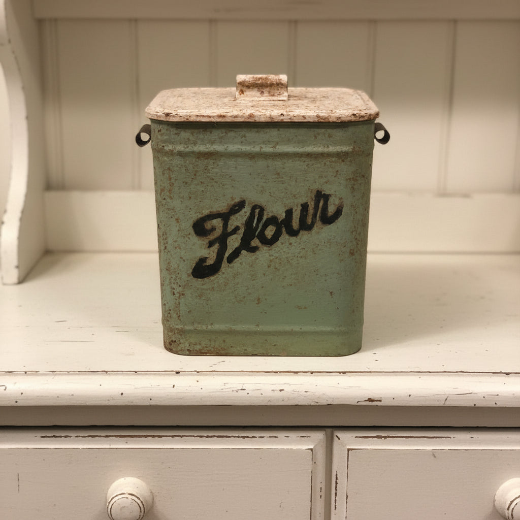 Hand painted vintage flour bin.