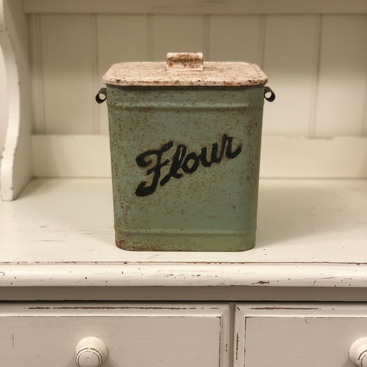 Hand painted vintage flour bin.