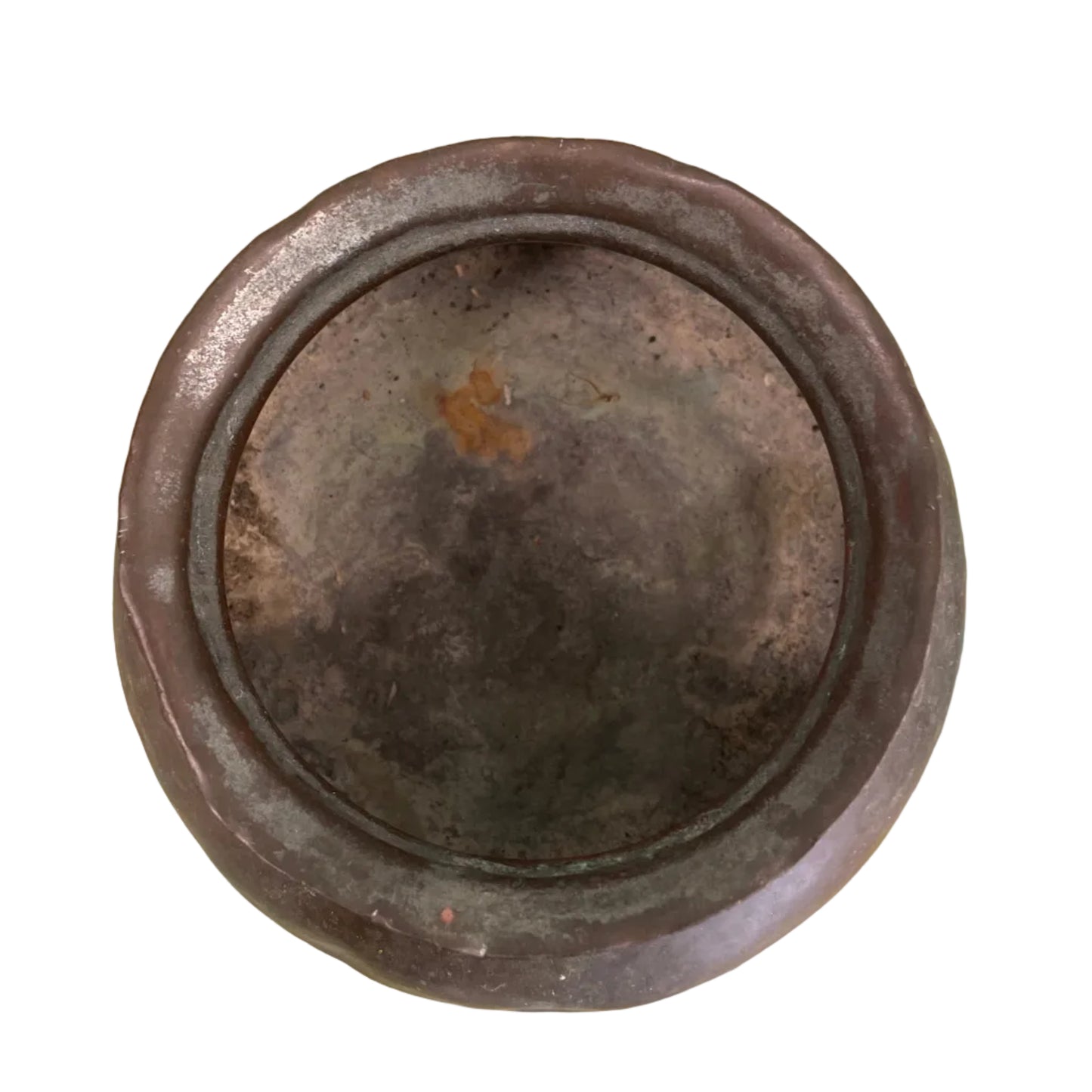 Indian copper cooking pot on white background.