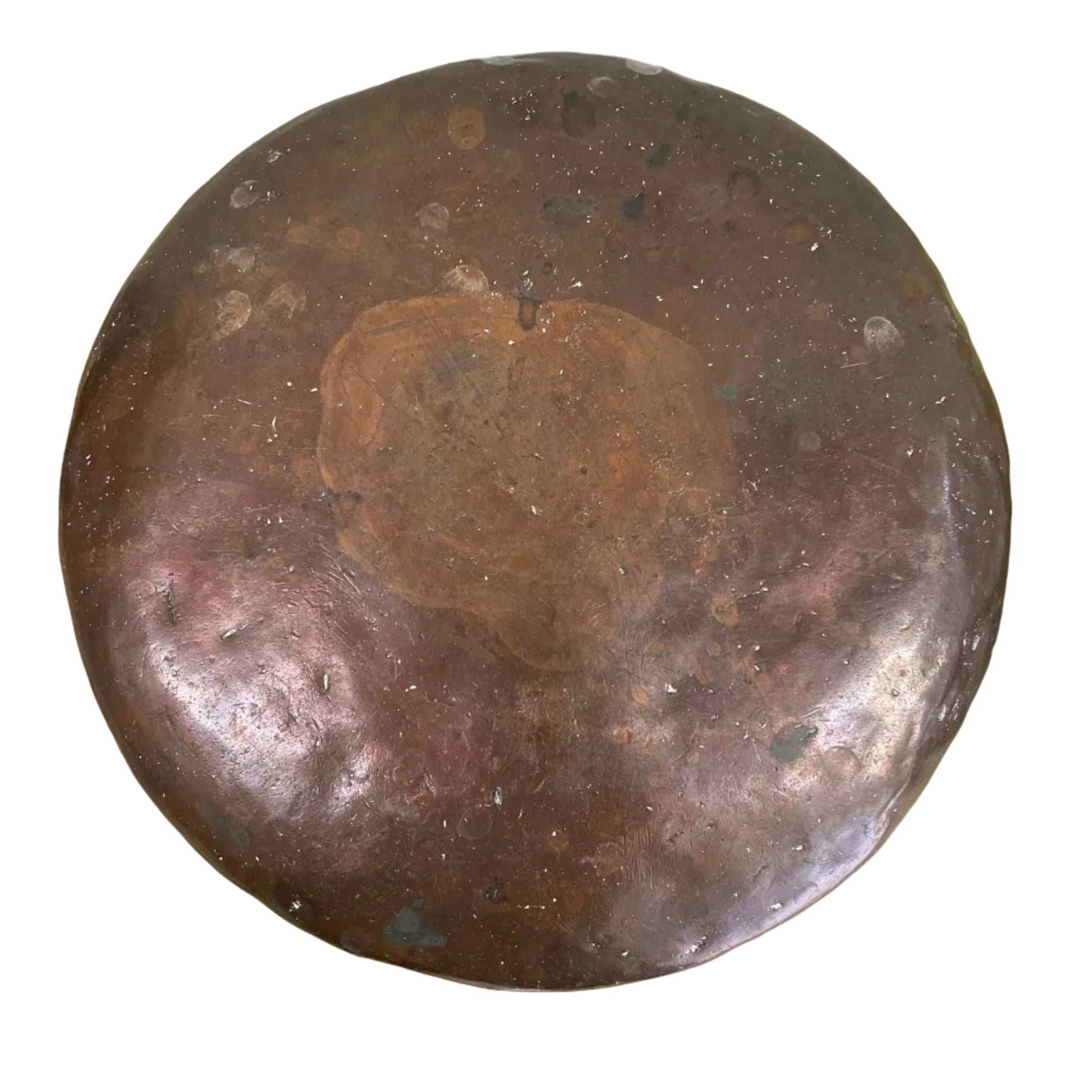 Indian copper cooking pot on white background.