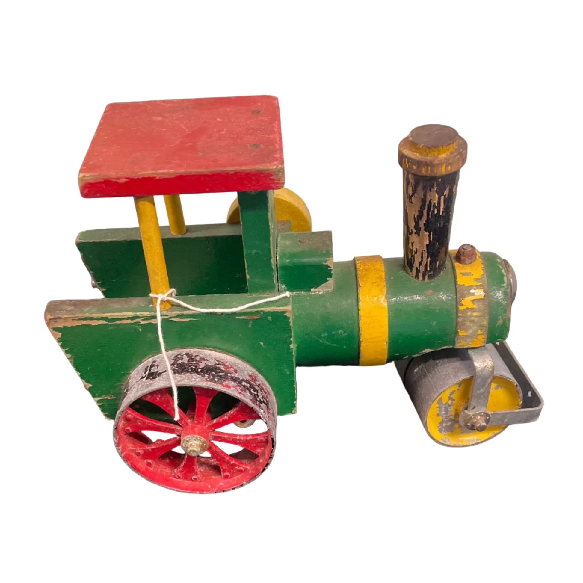 Vintage Handmade Wooden & Metal Steam Roller Model