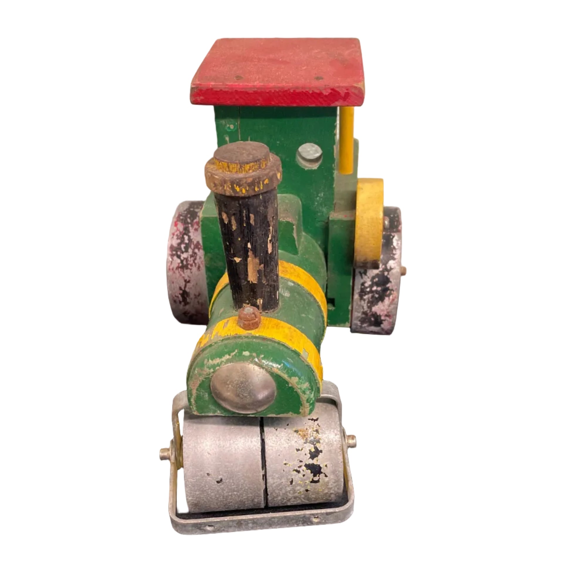 Vintage Handmade Wooden & Metal Steam Roller Model