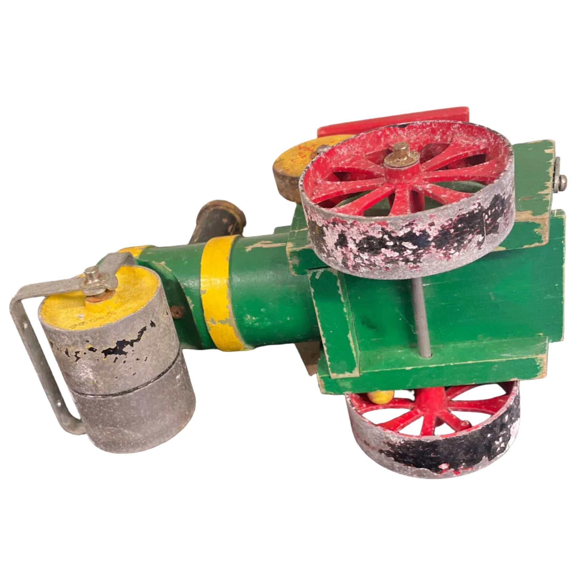 Vintage Handmade Wooden & Metal Steam Roller Model