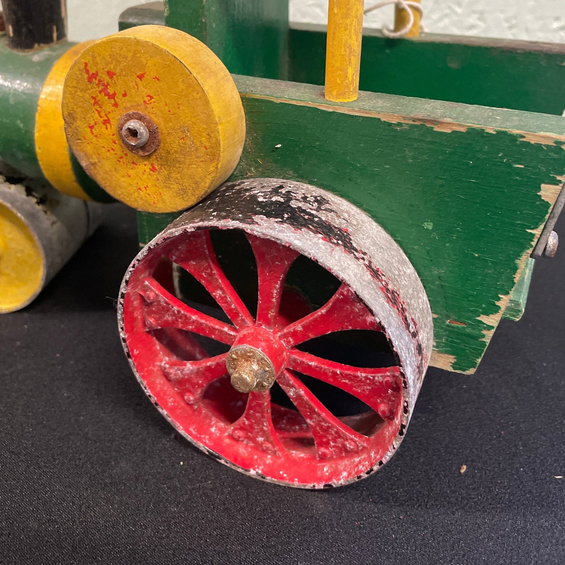 Vintage Handmade Wooden & Metal Steam Roller Model