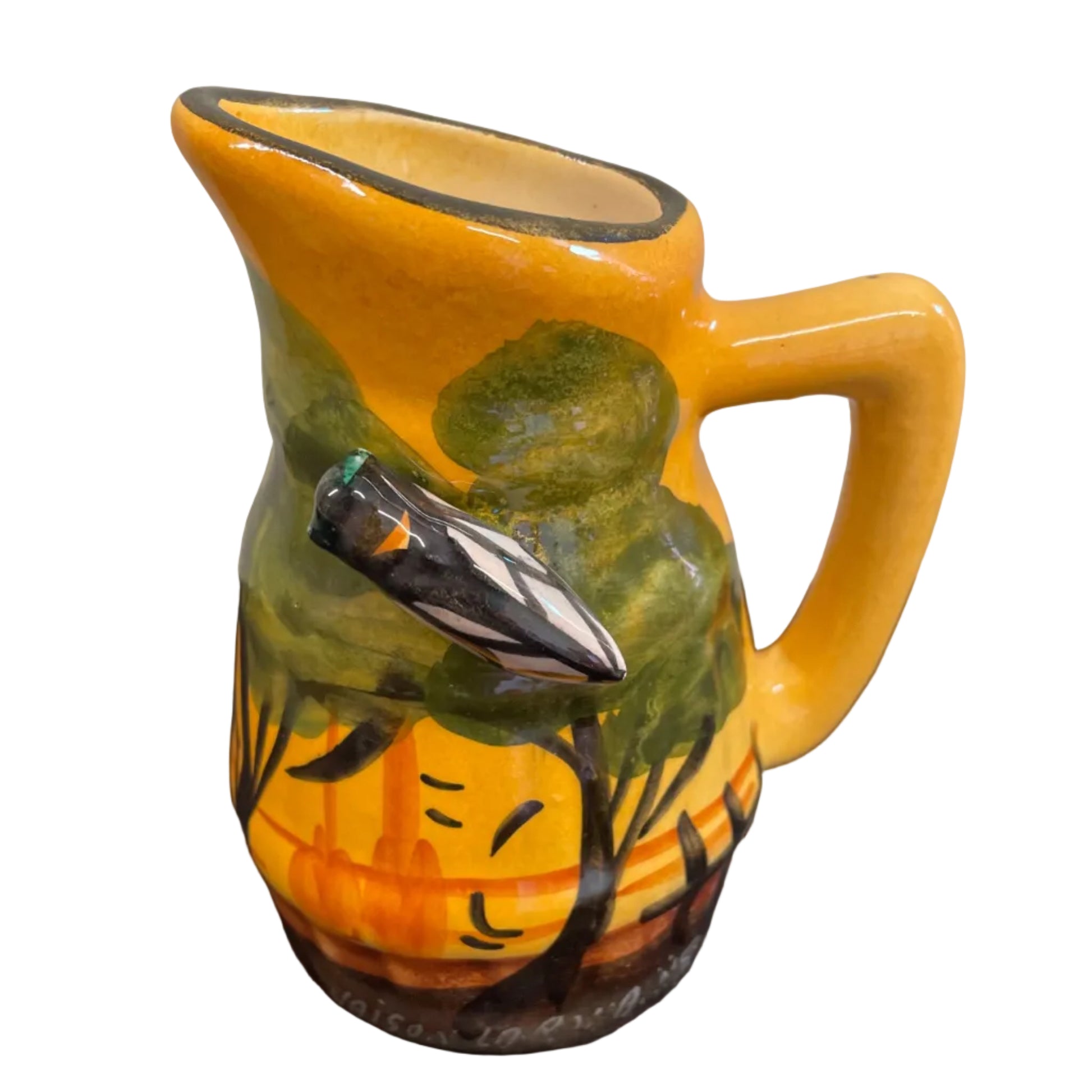 Vintage French Majolica Cicada Pitcher
