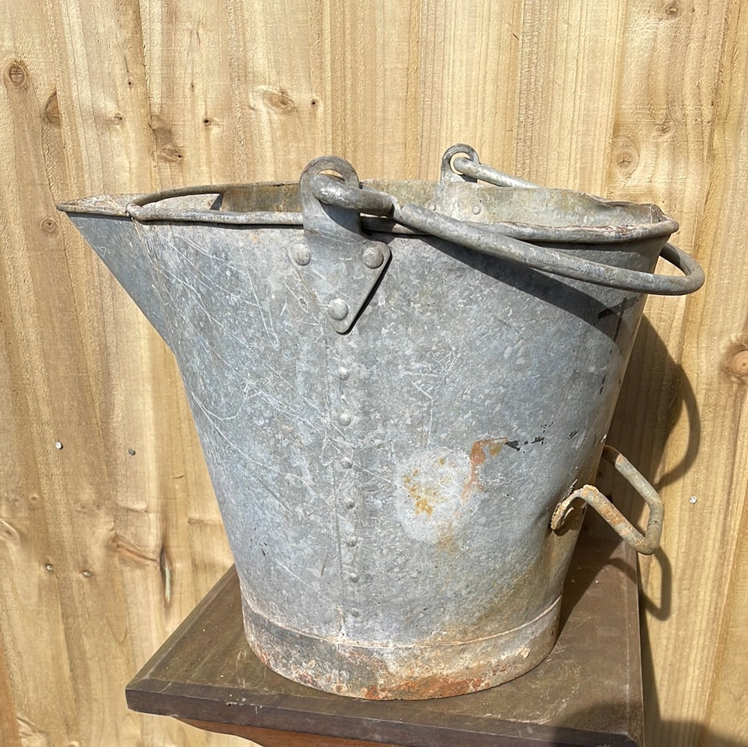 Vintage Galvanised Bucket with Pourer and Handles.
