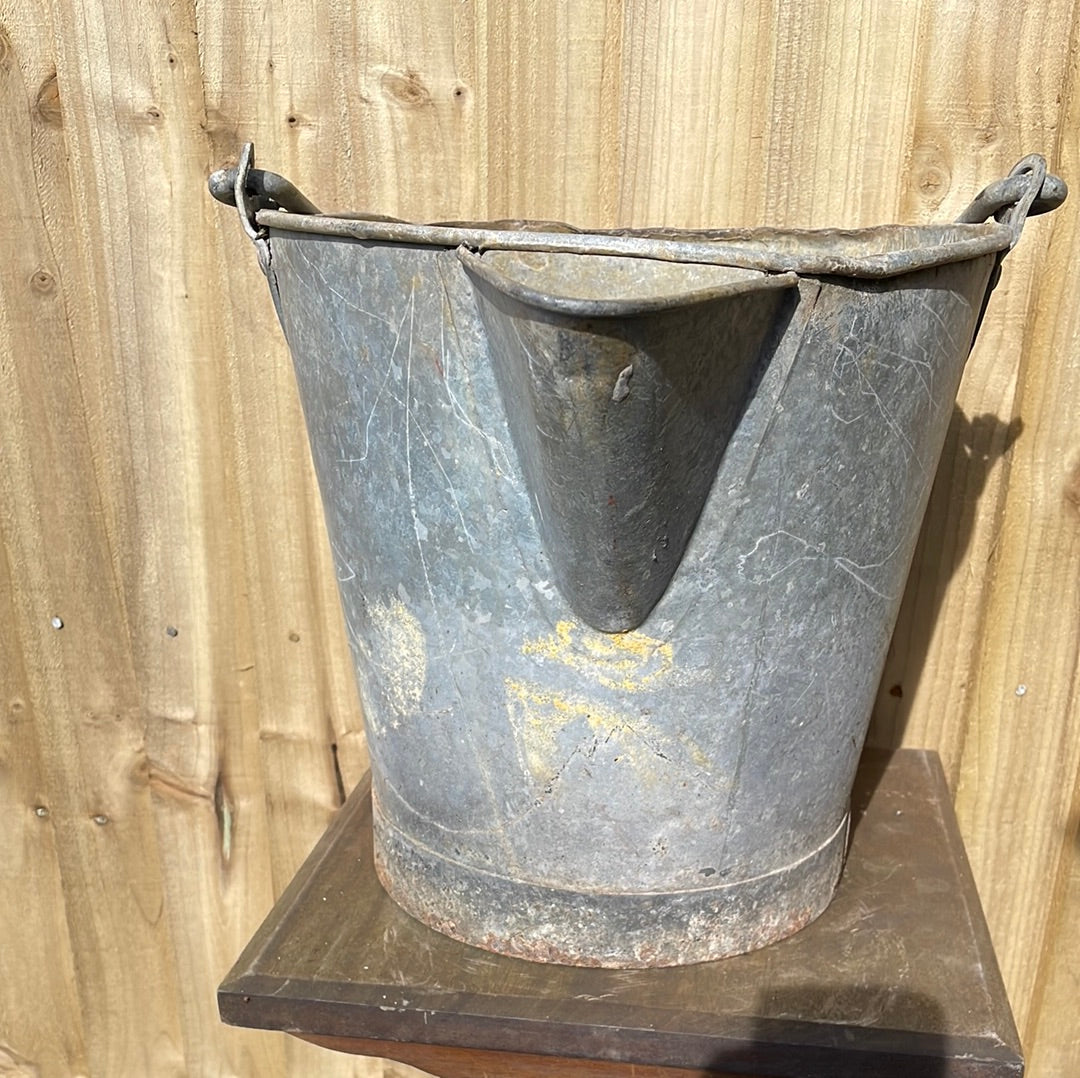 Vintage Galvanised Bucket with Pourer and Handles.