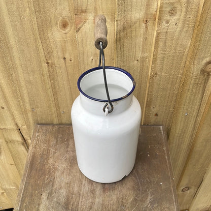White enamelled 2 litre churn.