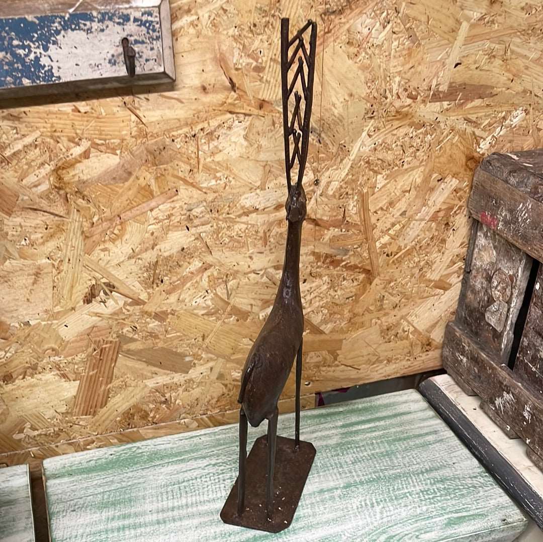 Indian rustic vintage reclaimed metal deer elk sculpture ornament.