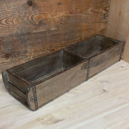 Indian rustic wooden double brick mould plant container wooden box.