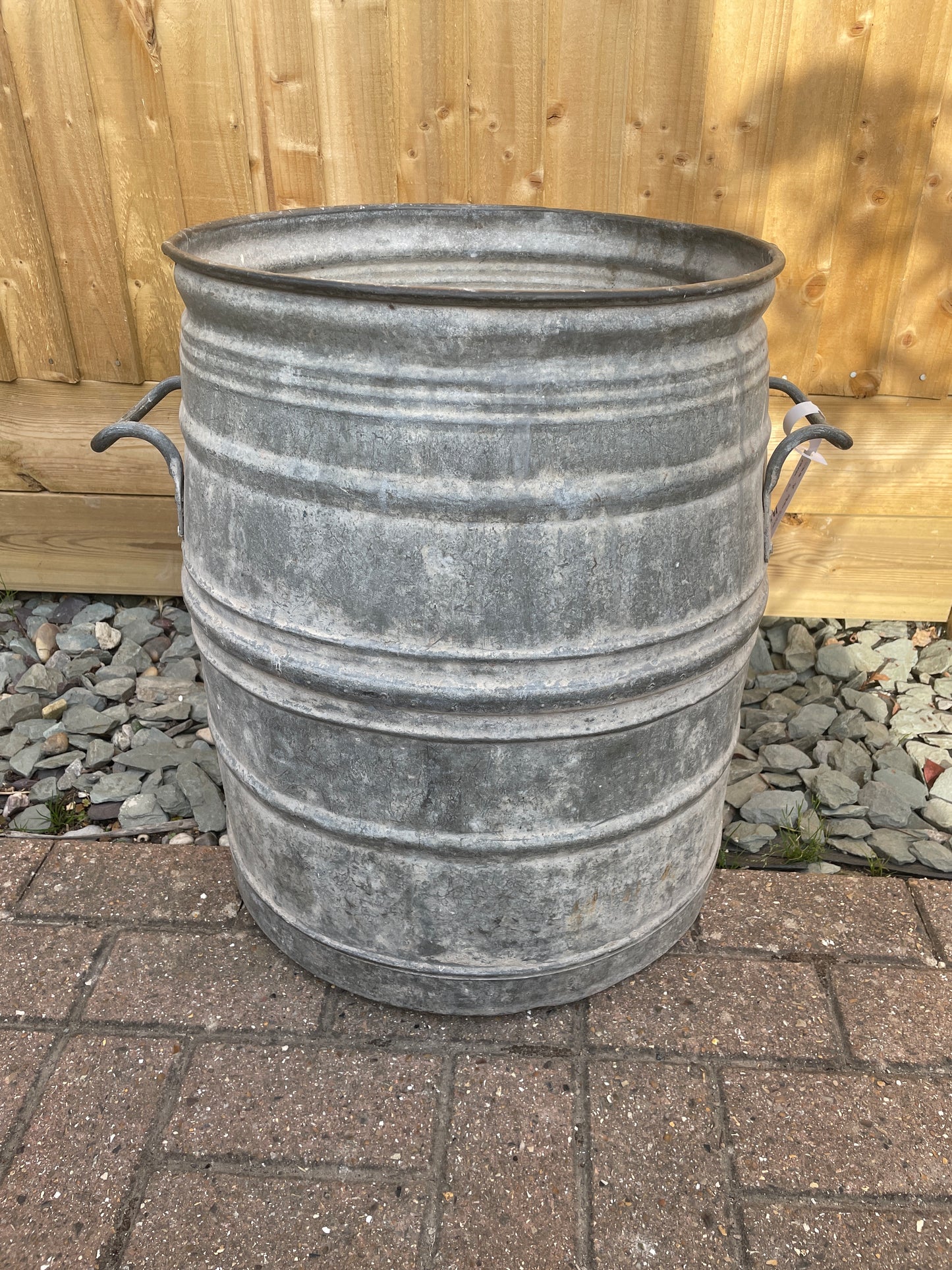 Dolly tub French or Belgian design galvanised planter.